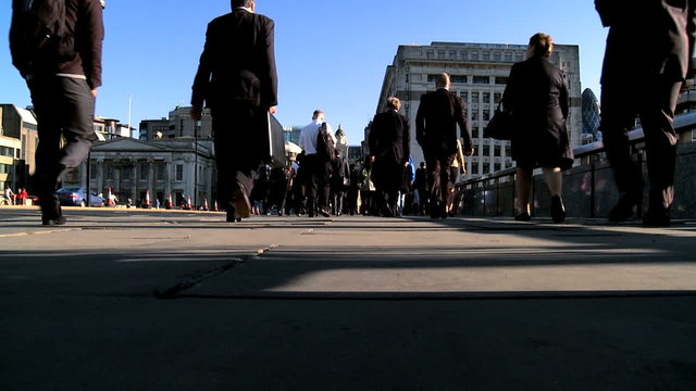 People Walking to Work Filmed at 60FPS