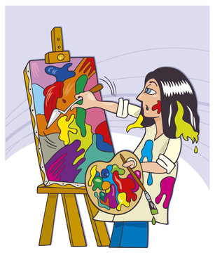 artist painting colorful abstract art