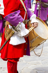 Drum battle soldier during the re-enactment of the War of Succes