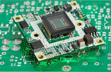 Fotobehang microchip board with sensor © Kadmy