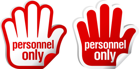 Personnel only stickers set in form of palm