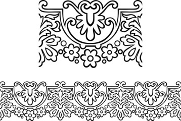 Vector of Victorian style repeating border outline with flowers