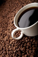 coffee beans with white cup
