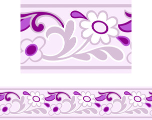 Vector of a Pink and Purple Girly repeating Daisy border