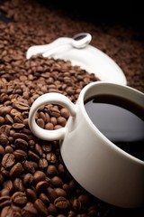coffee beans with white cup