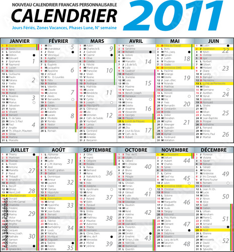 calendrier lune 2011