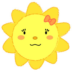 Simpatico sole femminile con occhi naso bocca