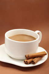 cup of coffee with cinnamon