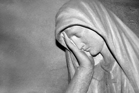 Image pieuse - Vierge triste noir et blanc