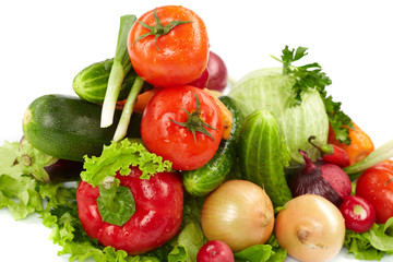 fresh vegetables on the white background
