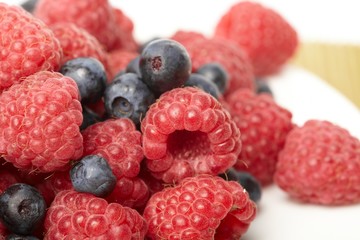 fresh blueberries and raspberries