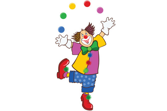Color illustration of funny joy clown