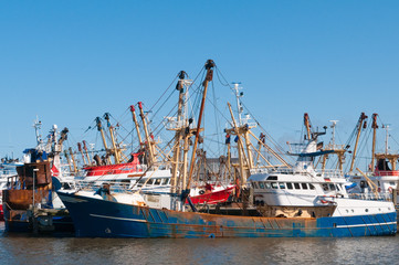 fish trawler in harbor