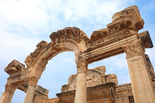 Temple of Hadrian in ancient city of Ephesus