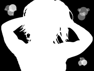 illustration of the girls on a black background