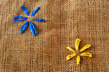 Sacco di iuta decorato, close up