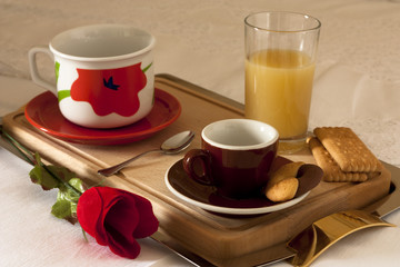 Breakfast with Coffee, Juice and Milk