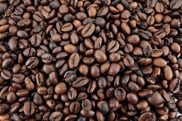 Background of delicious freshly roasted coffee beans