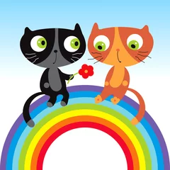 Stickers pour porte Chats chats de coeur