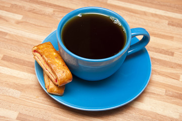 tea in blue cup