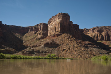 Fototapeta na wymiar Canoe on a desert river
