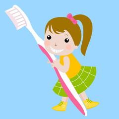 Girl and toothbrush