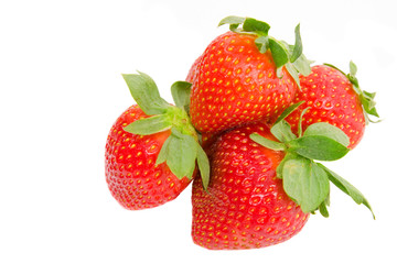 Strawberries isolated over white background, studio shot