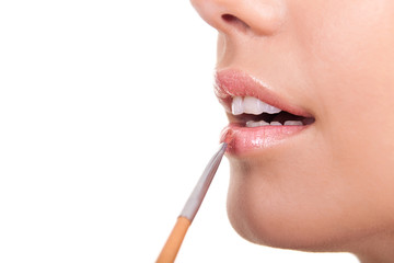 closeup of a lip and brush