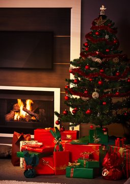 Presents under christmas tree