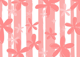 Sfondo rosa con fiori e strisce realizzato in digitale