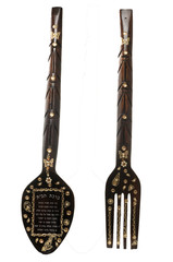 Souvenir spoon and fork wooden