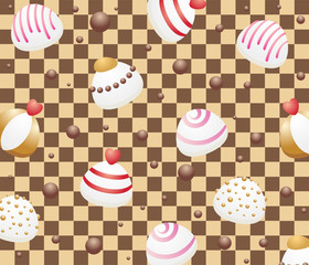 Vector seamless white chocolate candies