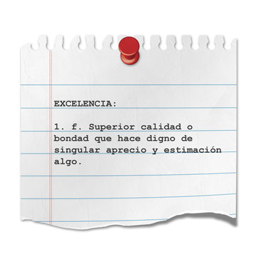 Recorte de papel de cuaderno con texto EXCELENCIA