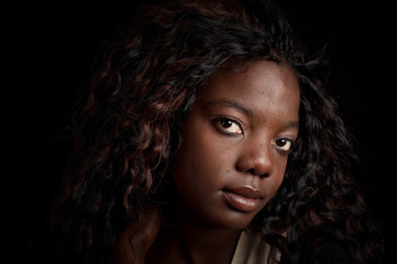 beautiful portrait of a black african american on black