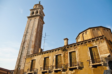 Carmini bell tower at Venice, Italy