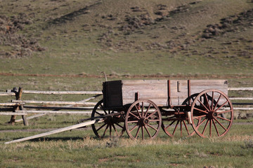 Fototapeta na wymiar Old western wagon on Wyoming ranch