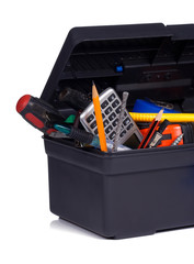 tools in plastic box