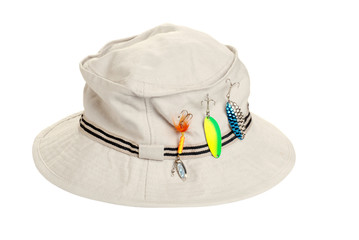 kahki hat with fishing tackle - 25719049