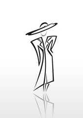 beauty and fashion. Silhouette of girl