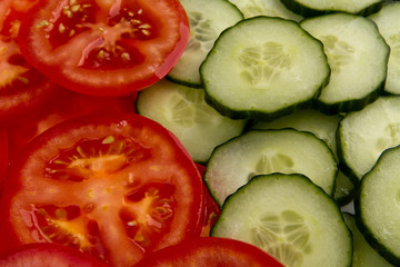 sliced cucumber and tomato