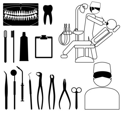 dentist, medical icon set