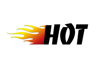 Schriftzug mit Flammen: Hot