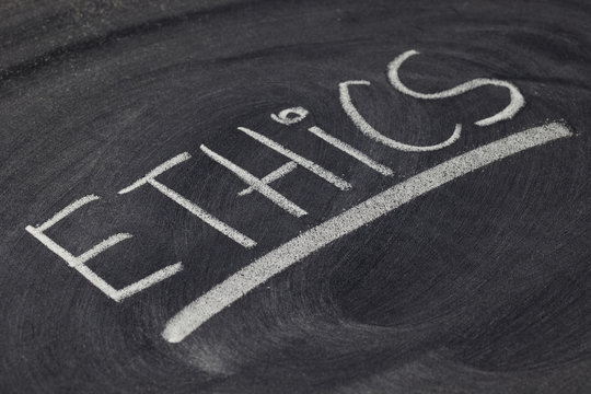 ethics word on blackboard