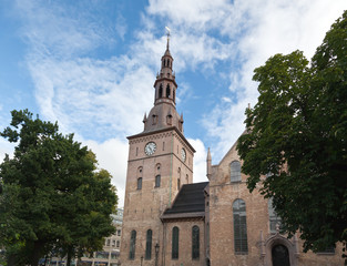Fototapeta na wymiar The Domkirken church in central Oslo