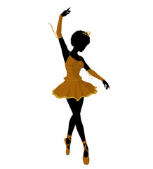 African American Ballerina Illustration Silhouette