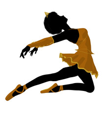 African American Ballerina Illustration Silhouette