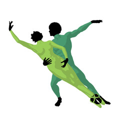 African American Ballet Couple Illustration Silhouette © Kathy Gold