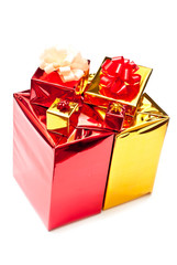 Yellow and red gifts boxes