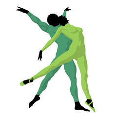 African American Ballet Couple Illustration Silhouette © Kathy Gold