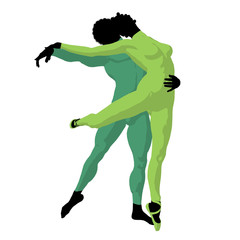African American Ballet Couple Illustration Silhouette © Kathy Gold